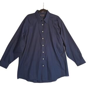 Stafford Performance The Super Shirt Mens Button Up Navy Sz 18/34-35 Broadcloth